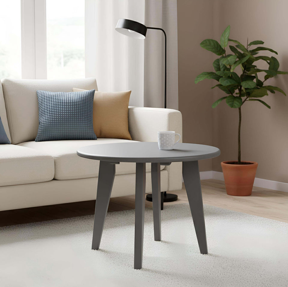 Runder Couchtisch Dresden aus Massivholz in Buche, Farbe Grau