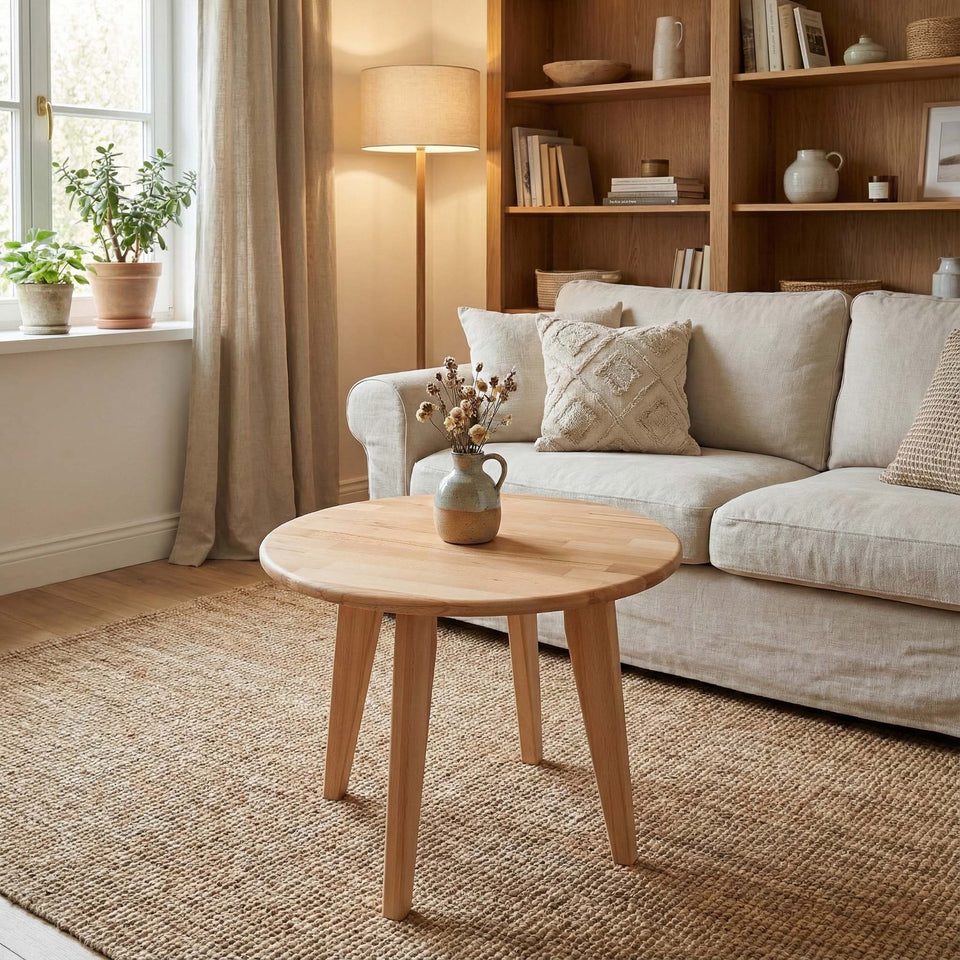 Runder Couchtisch Dresden aus Massivholz in Buche