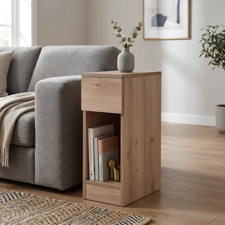 Nachttisch in Artisan-Eiche im Wohnzimmer
