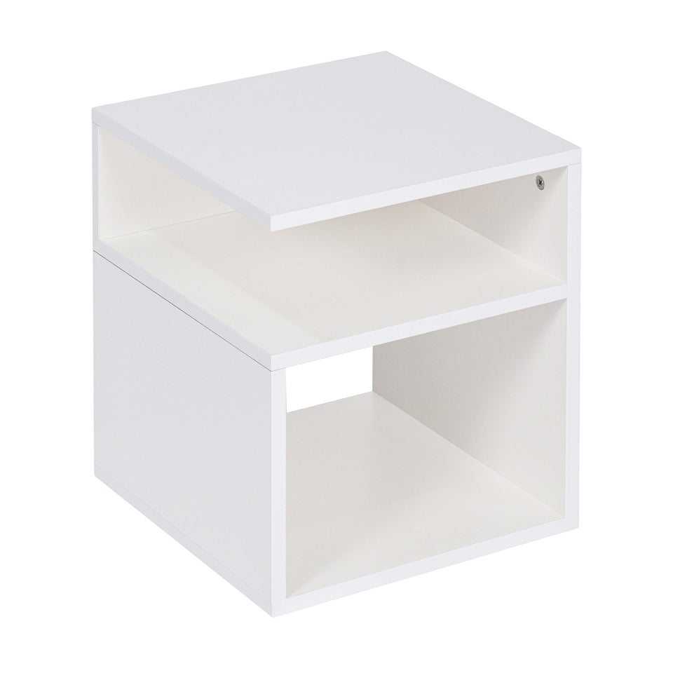 LORA Nachtschrank in Weiß, Seitenansicht
