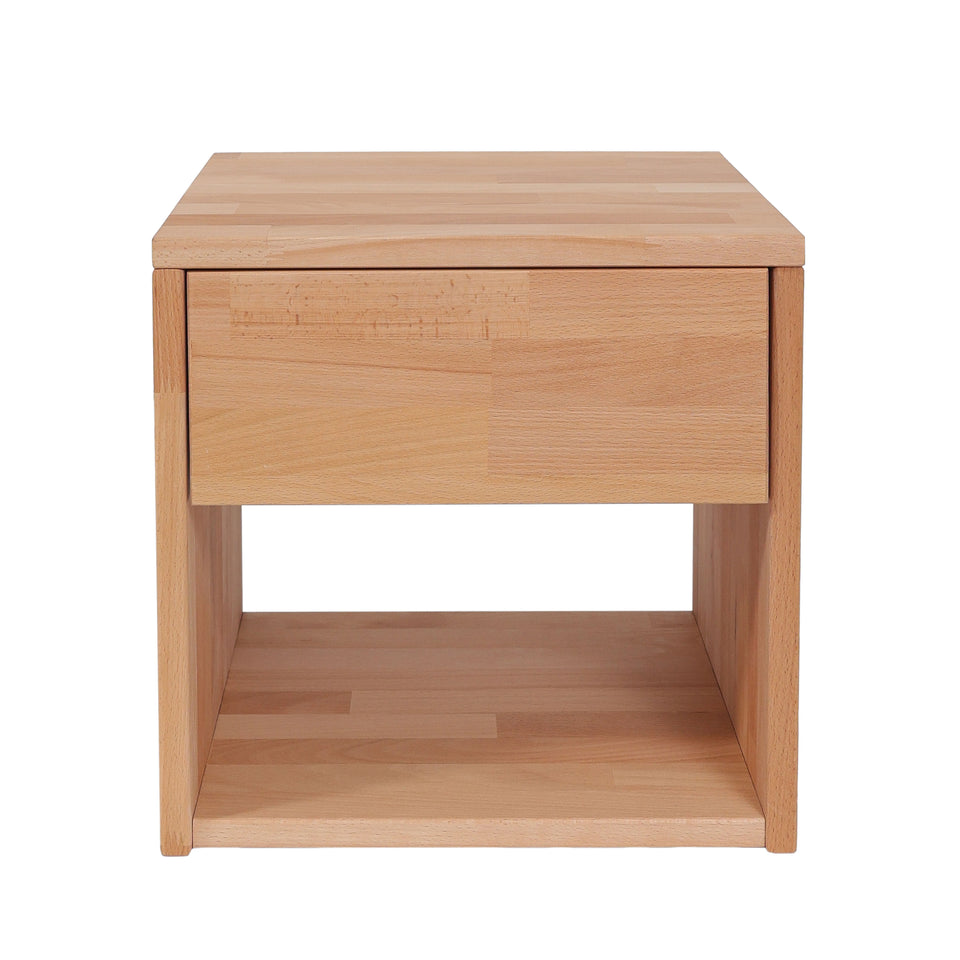 Nachtkommode aus Buche mit Schublade, Frontansicht