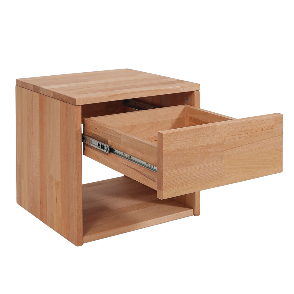 Nachttisch aus Buche mit Stauraum und Schublade