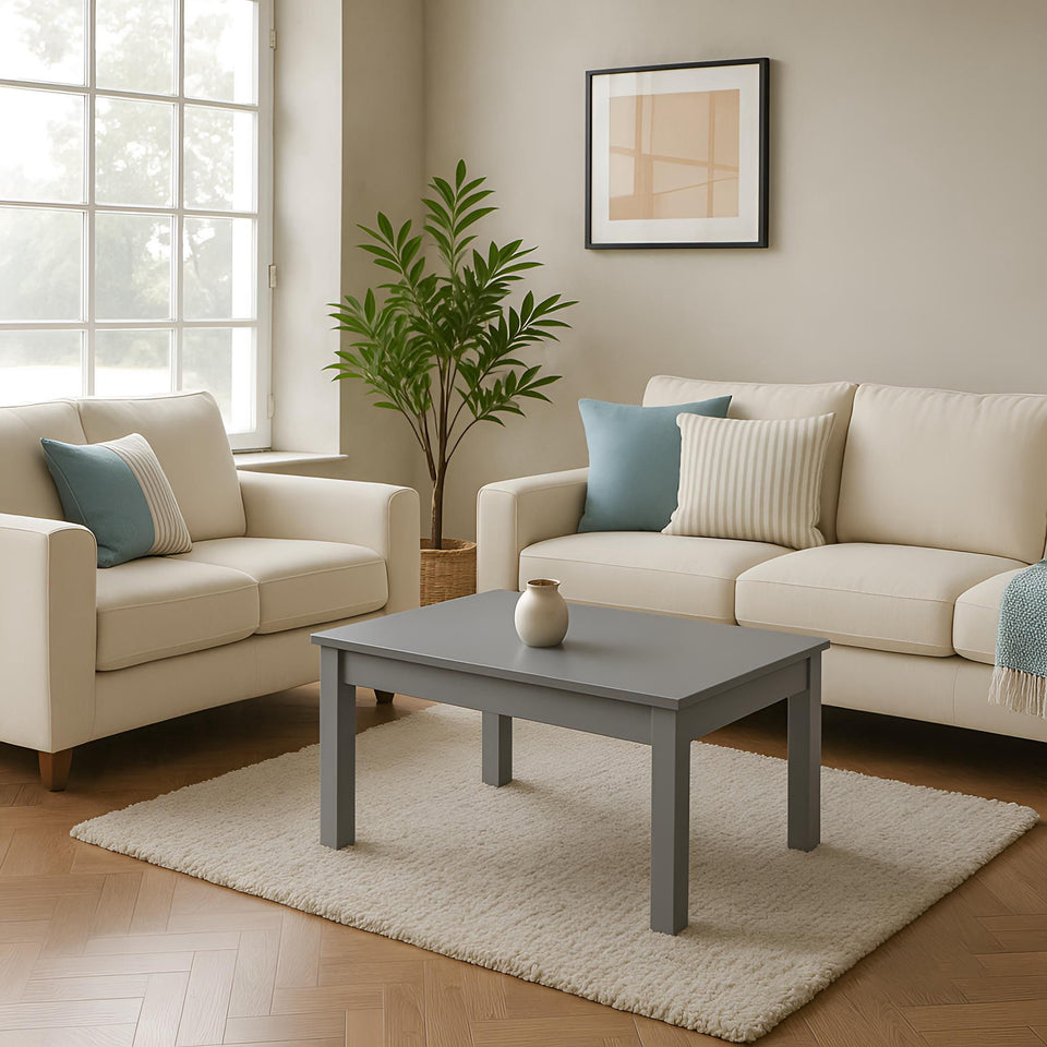 Couchtisch Tomas aus Massivholz, Farbe Grau